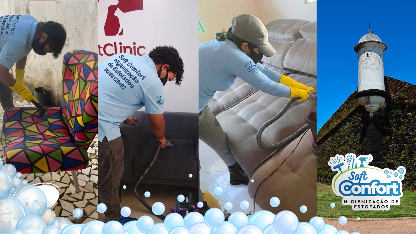 Equipe Soft Confort realizando higienização profissional de estofados em Macapá